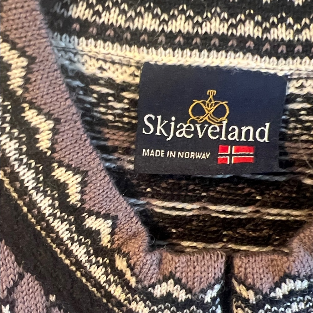 Skjaeveland Norwegian Telemark Style Pure New Wool Knit Cardigan PinkBrown M EUC - Picture 3 of 8